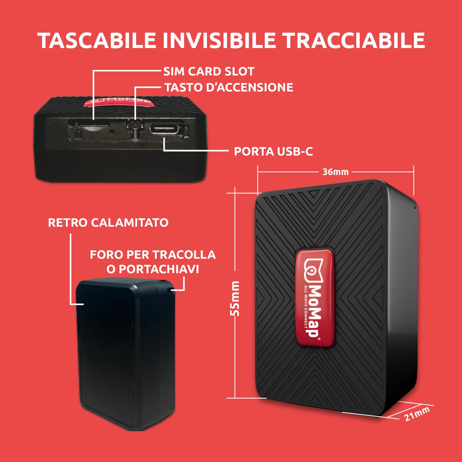 MoMap Mini Plus 4G - Localizador GPS para coche y moto con aplicación iOS/Android | Localización en directo | SIM internacional con suscripción incluida | Alarmas en tiempo real | App y soporte 100%