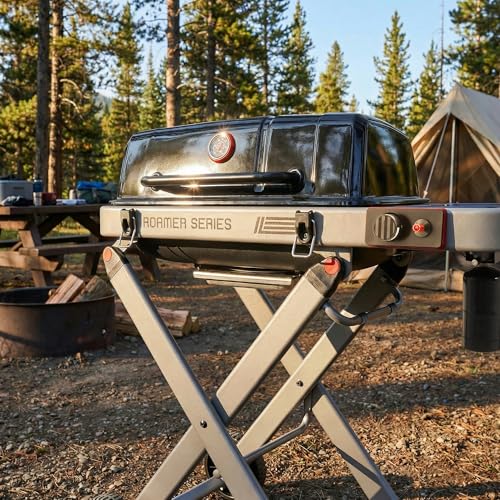 Image of Feasto Portable Gas Grill with Foldable X-Frame Cart for Tailgating, Black