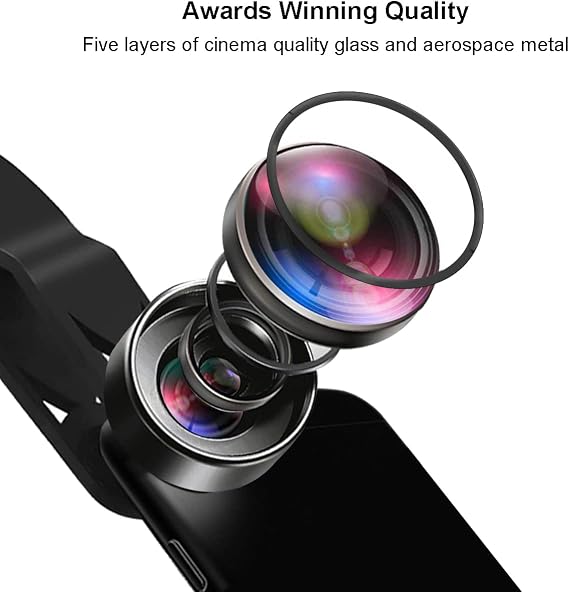 KEYWING Fisheye Lens 198 Fish Eye Phone Camera Lens Kit for iPhone Fish Bowl Camera Lens Attachments for iPhone Samsung Smartphone Black