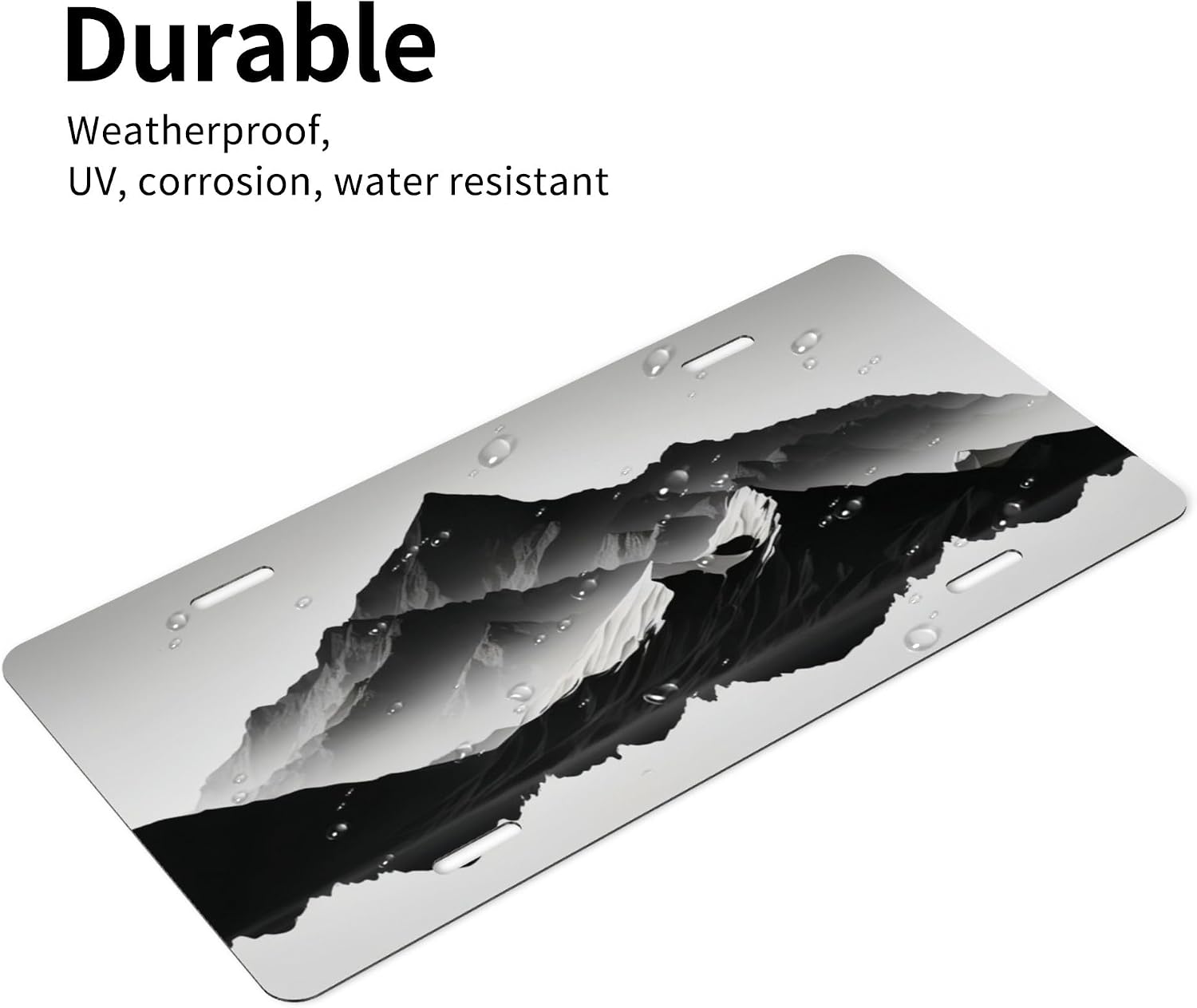 Aluminum License Plate Cover, Decorative Car Front Plate 12x6 Inch, Rust-Proof Metal Vanity Plate, Universal Fit Auto Tag for Car Truck SUV, Exterior Car Accessories - Black Mountain