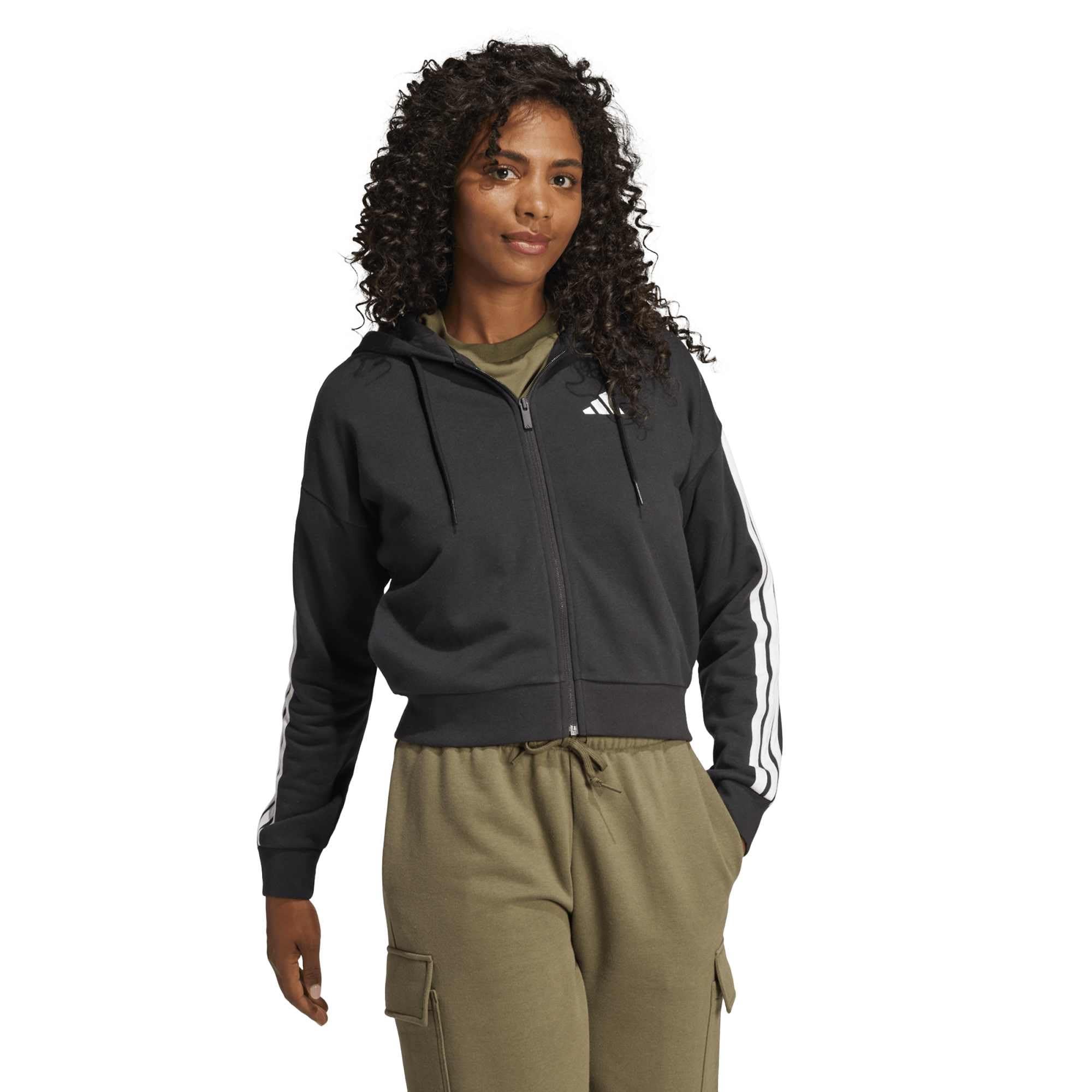 Adidas Damen Essentials 3-Stripes French Terry Full Zip Hoodie