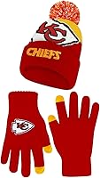 Vista 111 de Ultra Game Gorro de invierno de punto súper suave oficial de la NFL con guantes extra cálidos para pantalla táctil