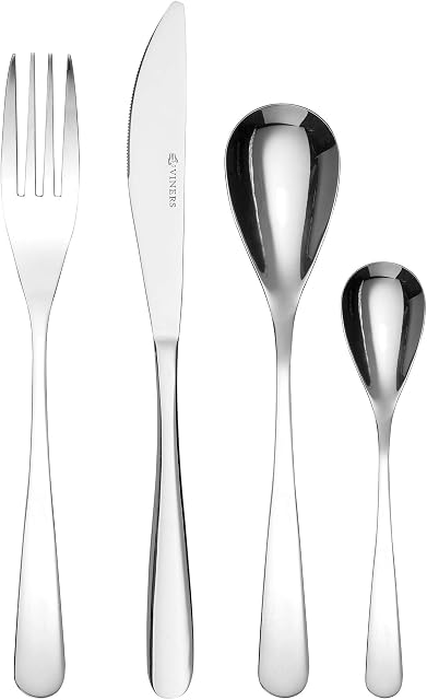 Viners Stockholm 16 Piece 18/0 Silver Stainless Steel Cutlery Set, 16pc