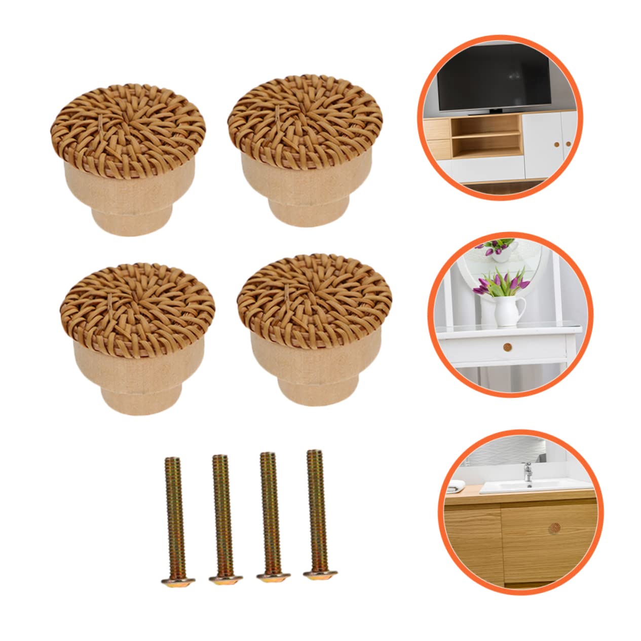 Uonlytech 4 Set Manico in Bambù Pomelli Decorativi Per Porte Comò Naturale Maniglie Delle Ante Dei Mobili Da Cucina Arredamento Legnoso Maniglie Dei Cassetti Del Comò Ki Di Legno 4 Pezzi * 4