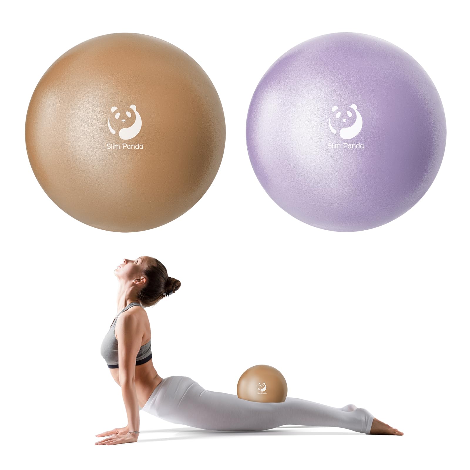 Slim Panda Palla Pilates Piccola,23-25cm Anti Scoppio Antiscivolo Palla Ginnastica con Cannuccia Gonfiabile,Soft PVC Palla daYoga per Fitness