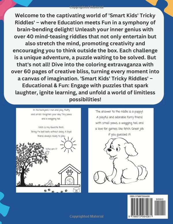 Smart Kids' Tricky Riddles: Fun Brain Challenges for All Ages Cute Coloring Book Edition! image 3