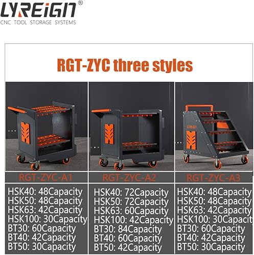 Miniatura 4 de LYREIGN Carros de herramientas CNC, carros, carros CNC, carros de transferencia de herramientas, soportes de herramientas cónicos HSK63, BT40,