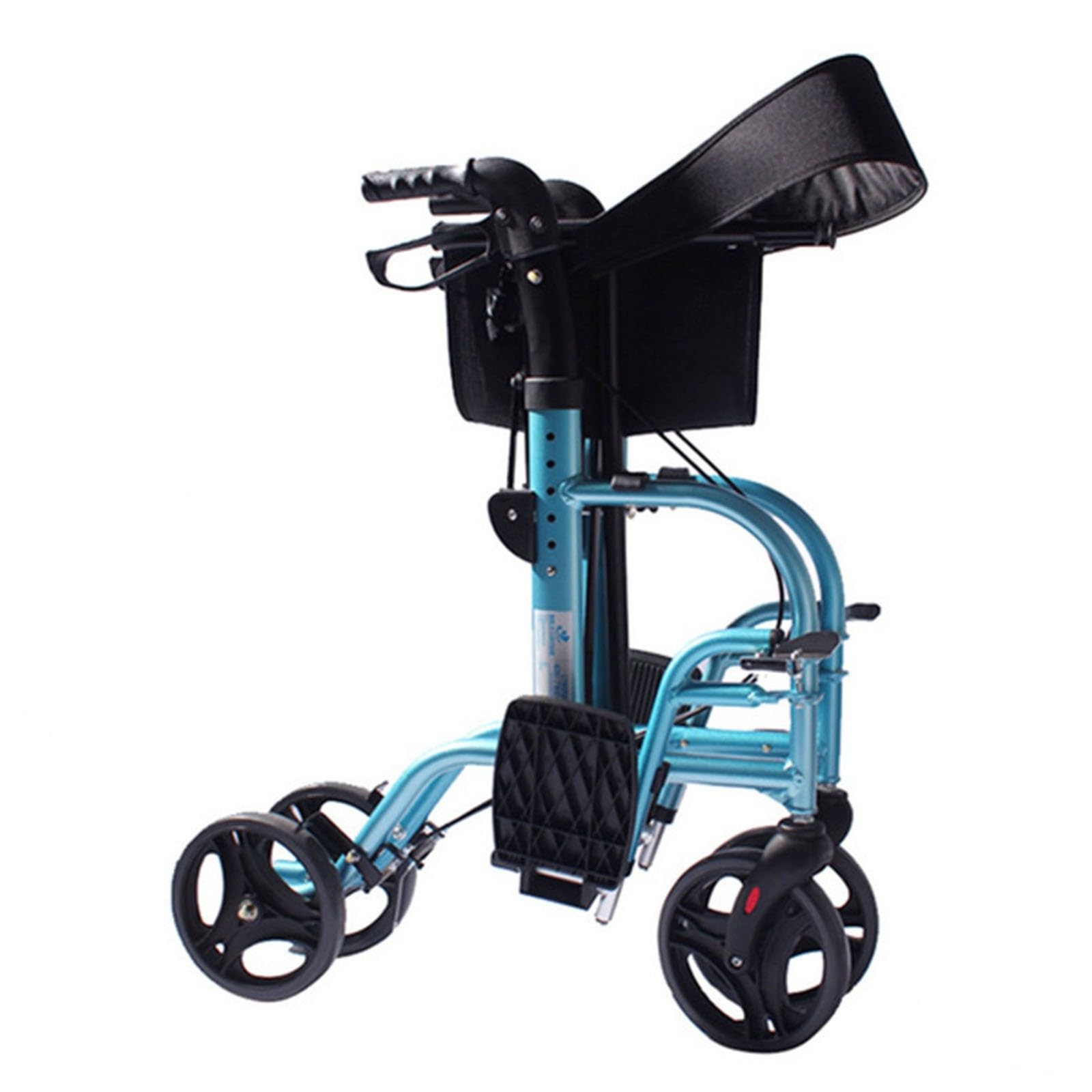 Andador para Ancianos, Andador Plegable con Asiento, Andador con Frenos por Presión, Aluminio, Ligero, con Asiento Y 4 Ruedas Materiales De Primera Calidad Peso Máximo Soportado 300 LB