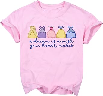 Princess Girls Shirt Magical Shirts for Toddler Embroidered Dress Graphic T Shirt Holiday Vacation Tee Tops