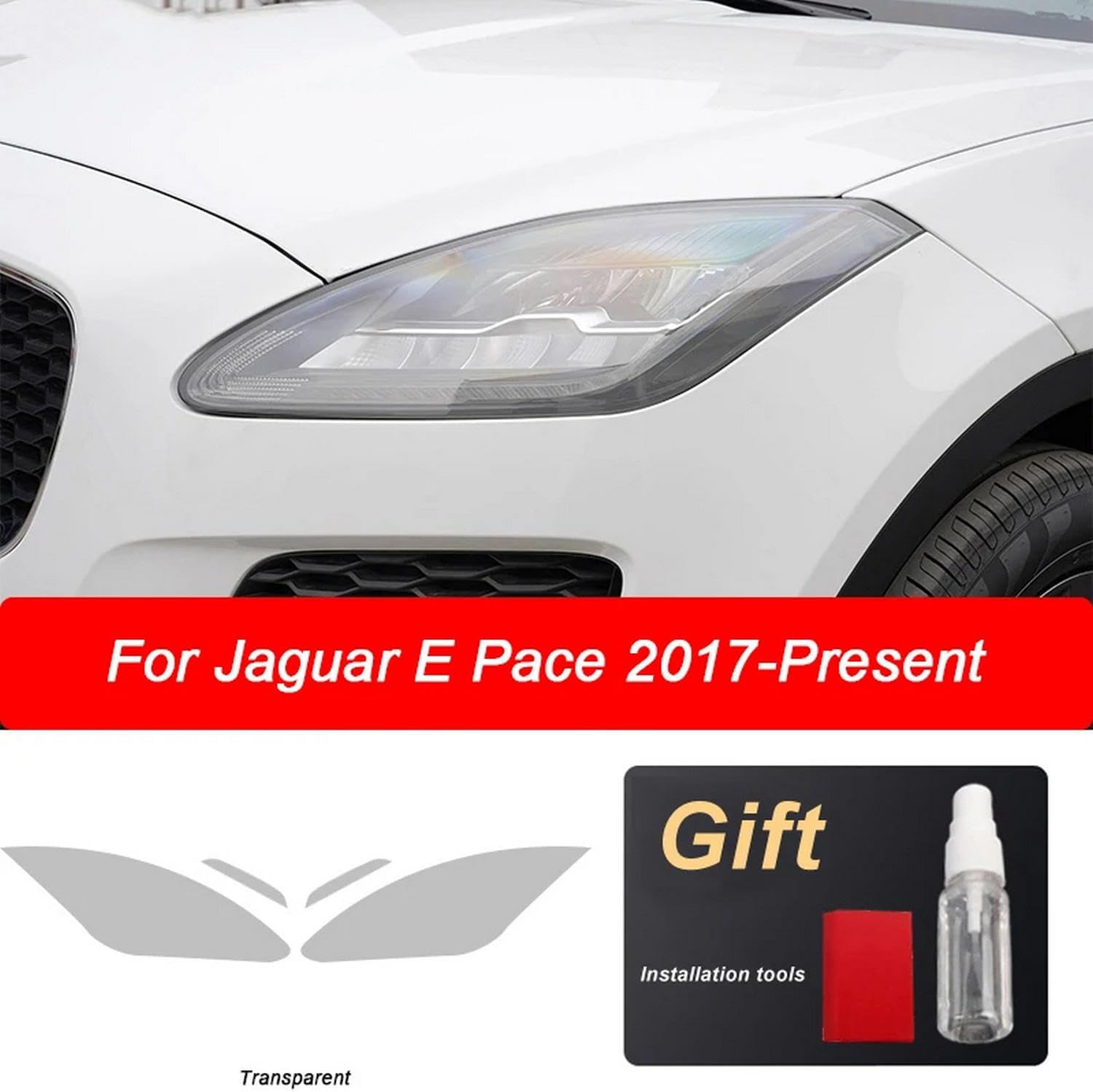 Car Headlight Protective Film Headlamp Restoration Transparent TPU Sticker, for Jaguar E Pace X540 2017 2018 2019 2020 Accessories