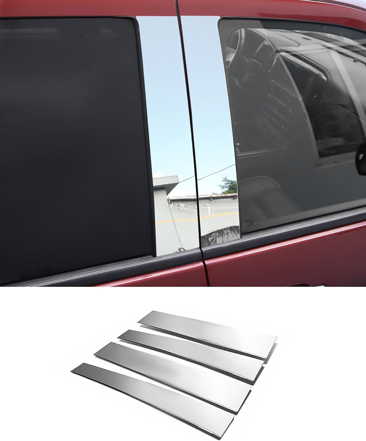 4pcs Stainless Steel Pillar Post Trim for Fit for 2014-2018 Chevy Silverado GMC Sierra Window Door Trim Cover Kit,Chrome