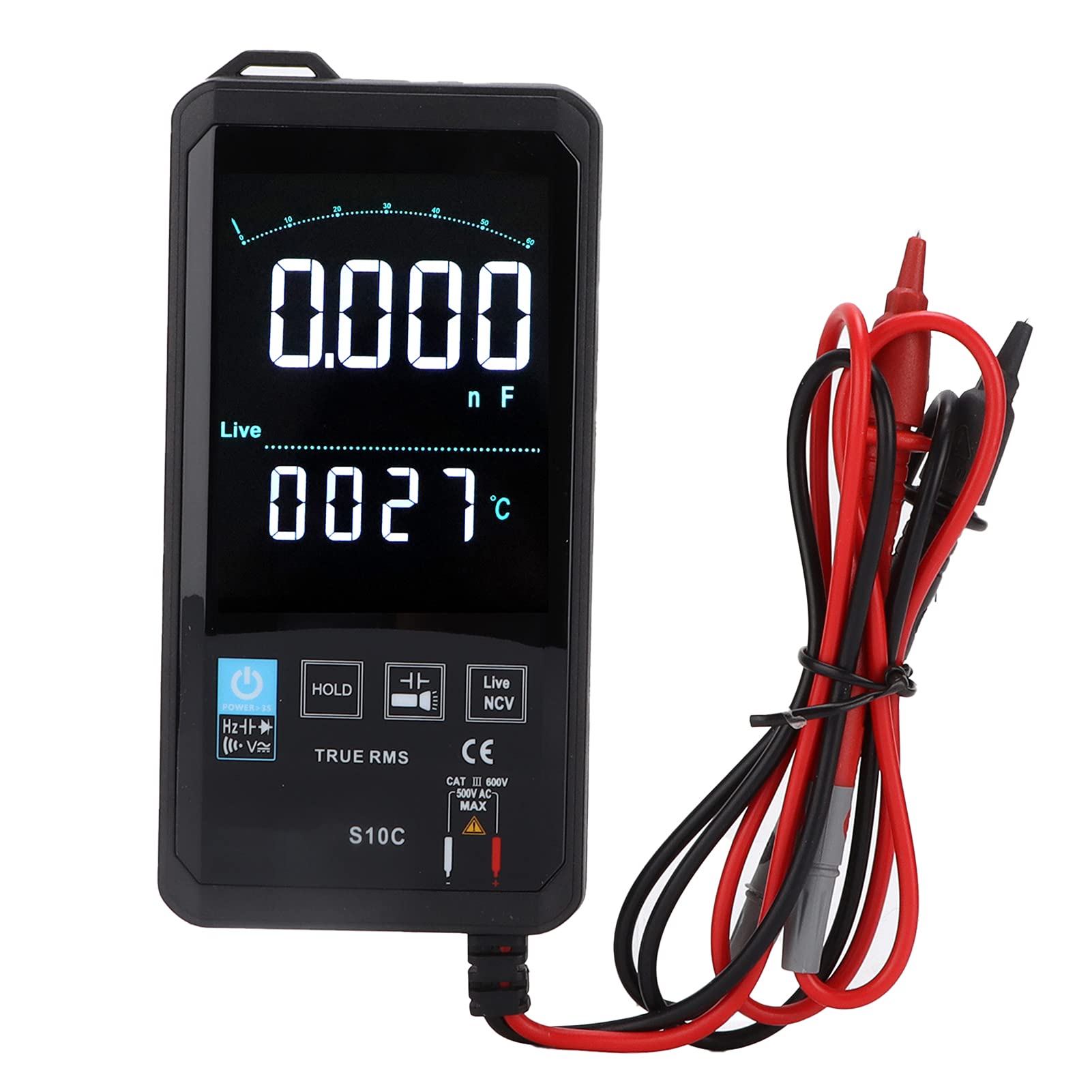 Multimetro Digitale S10C Misuratore True RMS Portatile Ad Alta Precisione per la Misurazione Dell'energia Elettrica Display LCD di Dimensioni Compatte