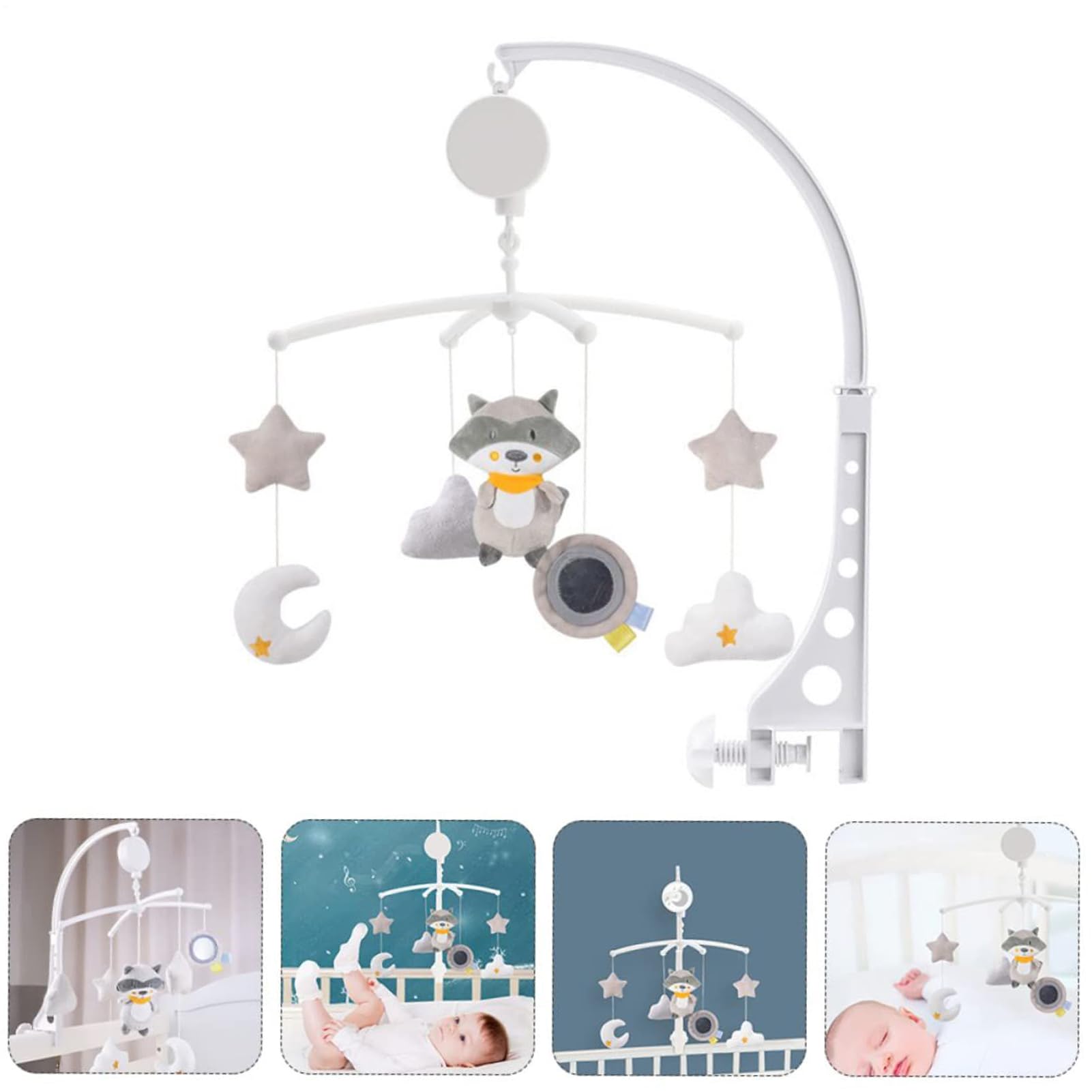 Mobile bébé pour lit Carillon Animaux Cartoon Jouet Apaisant Pour Berceau | Décoration pour chambre d'enfant support de lit musical Maison poussette crèche salle de jeux extérieur courses