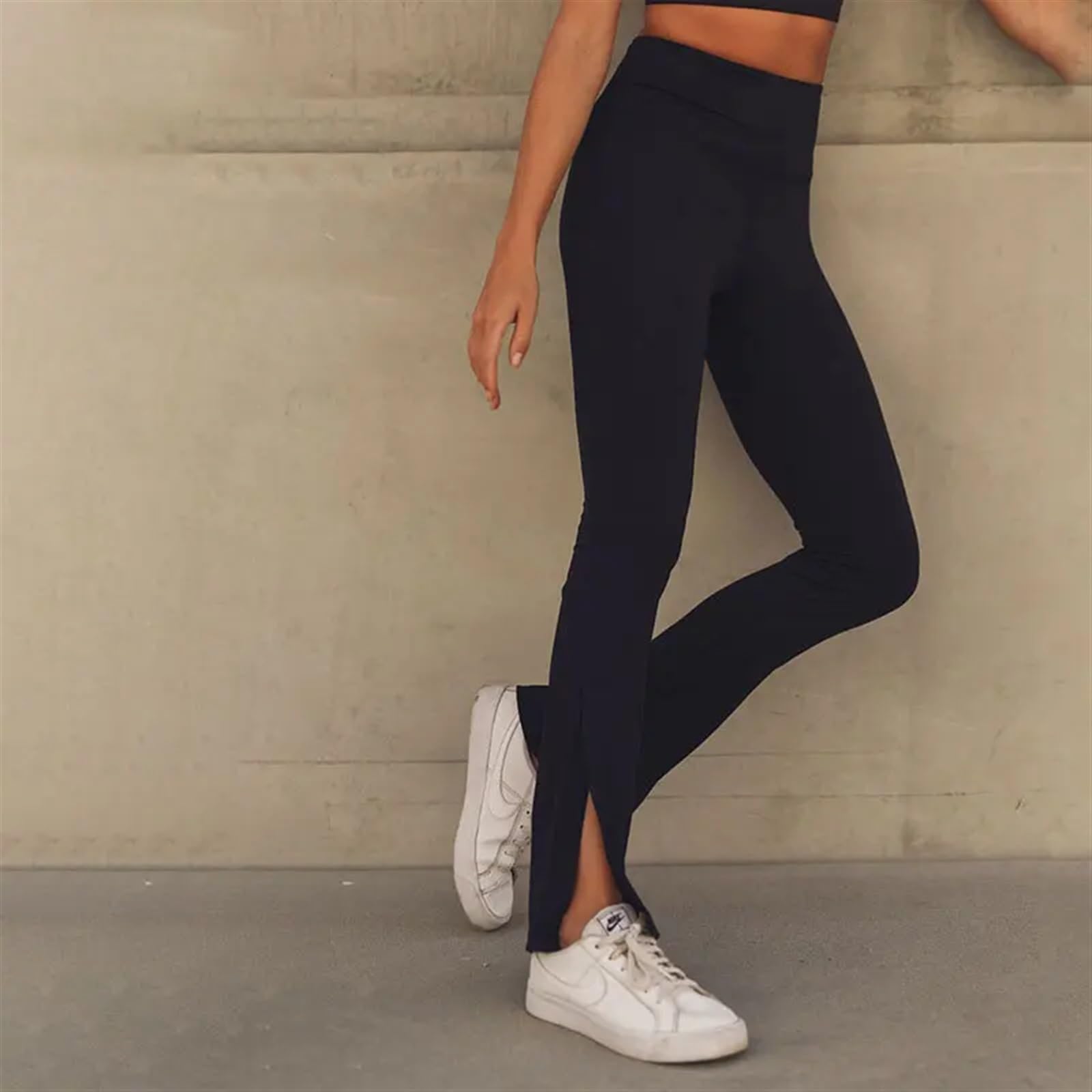 Black Flare Yoga Pants Women Gym Fitness Flared Leggings High Waist Wide Leg Pants Elasticity Latin Dance Long Trouser(L)