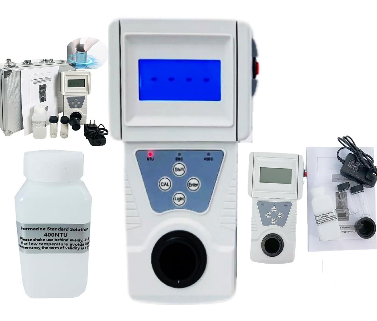 Turbidimeter Kit Portable Turbidimeter Laboratory Turbidity Tester with 0 to 200 NTU Indication 0.1 NTU 400NTU Formazine Turbidity Solution NTU EBC EBC ASBC ISO7027 Standard