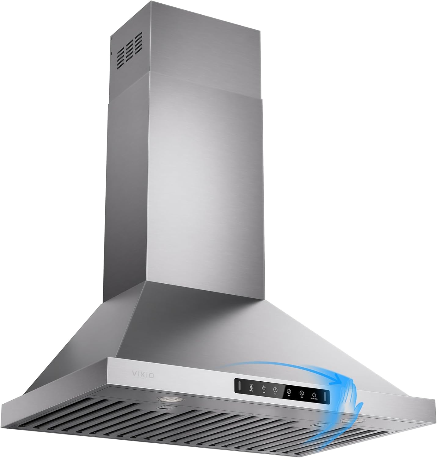 VIKIO HOME 30 Inch Pro Wall Mount Range Hood 980CFM, Direct 3 Speed Panel with Gesture & Touch Control, Ducted/Ductless Stainless Steel Kitchen Vent Hood, Delay Shut-Off, Includes Duct & Filter