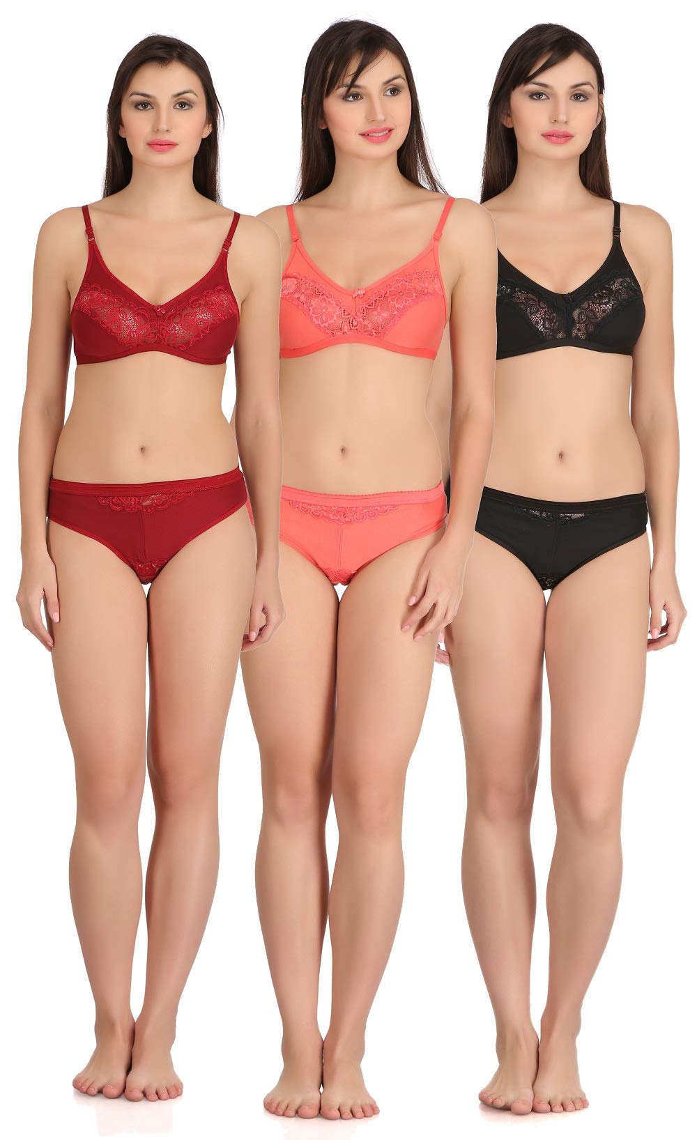 EmbiboWomen's Lingerie Set Black-Maroon-Pink-32