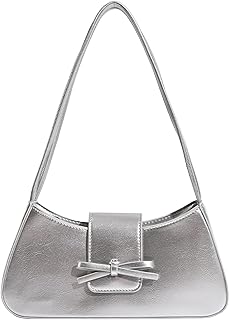 Shoulder Bag for Women, Hobo Handbags Trendy Y2K Purses Patent Leather Clutch Bag Cute Bow Purse