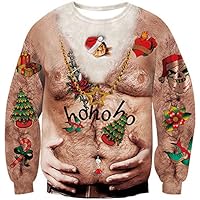 Loveternal Unisexo Gato Jersey de Navideño Feo 3D Ugly Christmas
