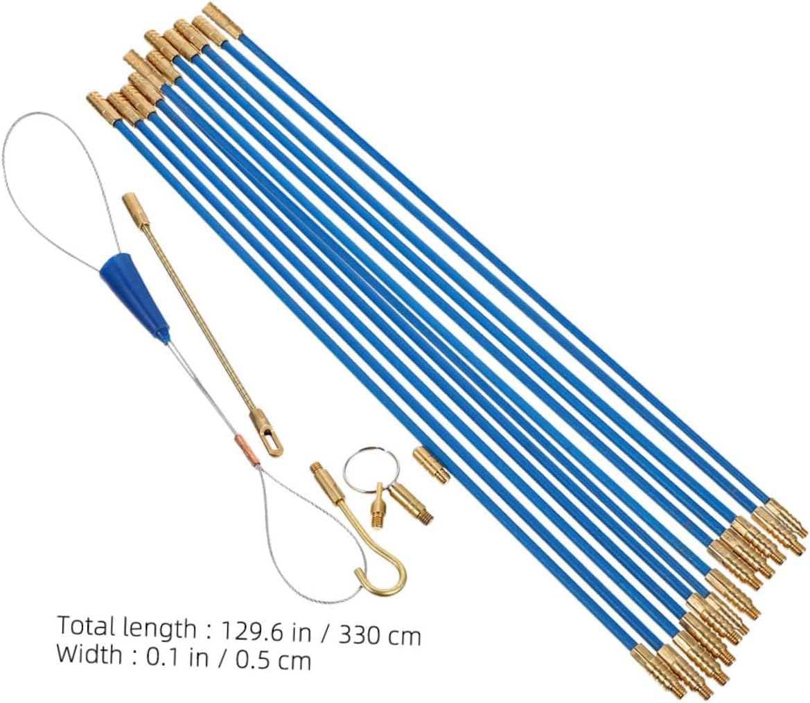 Outanaya 12-Pack Fiberglass Cable Pullers Set 33cm Wire Fishing Tools for Electrical Cables Sturdy Guide for Electricians and Home DIY Projects