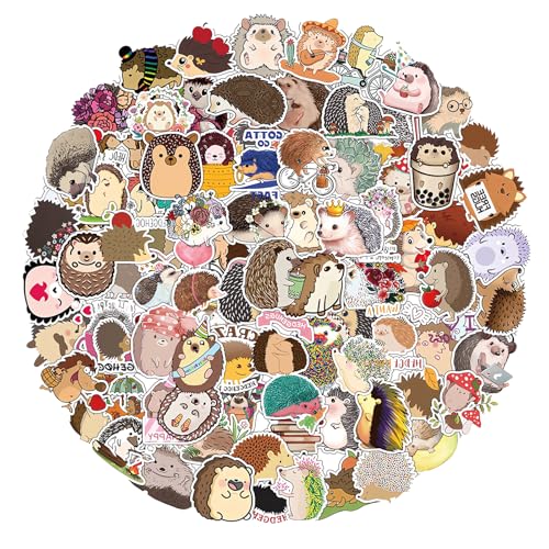 DOPENSPI Lot de 100 autocollants hérisson imperméables mignons en vinyle pour bouteille d'eau, ordinateur portable, tumbler, bagages, skateboard, scrapbooking, cadeaux...