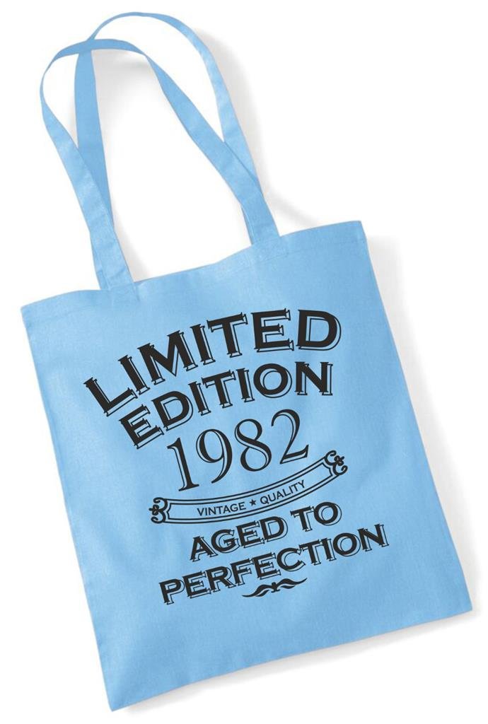 Fun Birthday Gift Present Tote Shopping Cotton Bag Limited Edition Aged To Perfection Year 1982