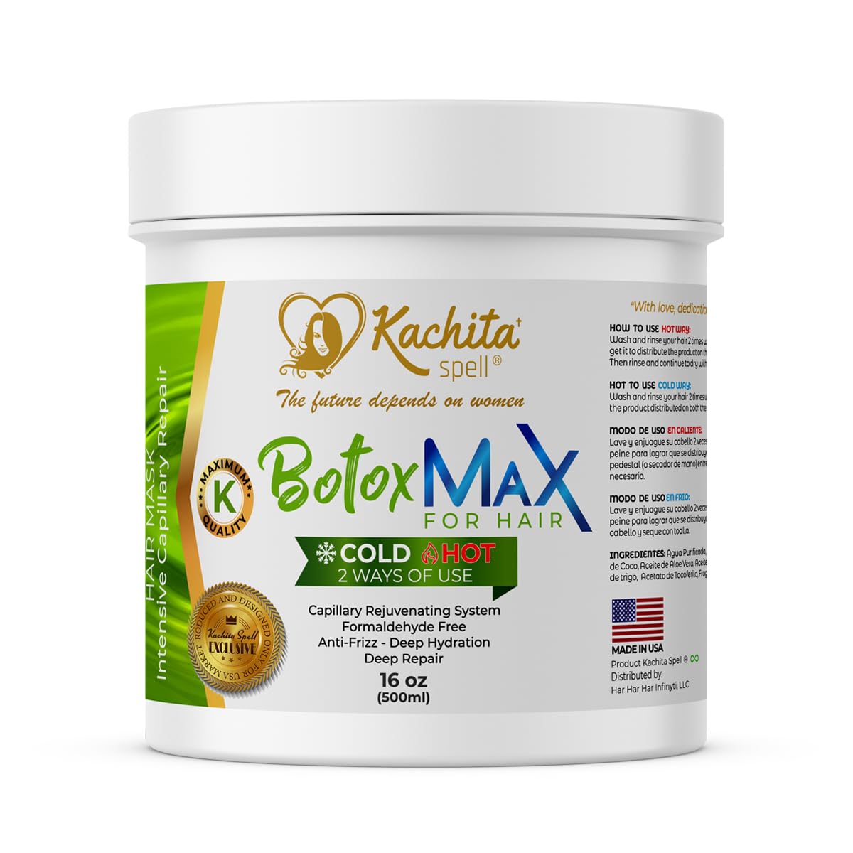 Kachita Spell Kit No Formol Brazilian Keratin Treatment Alisado de Keratina 8floz + Hair Treatment Capillary MAX Rejuvenating System Formaldehyde Free