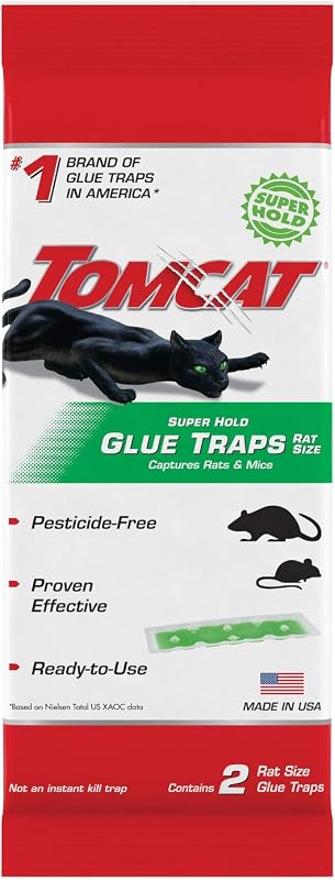 Trampas de pegamento Tomcat Super Hold tamaño rata, 2 trampas | Para ratas, ratones, serpientes, cucarachas, arañas y escorpiones, listas para usar