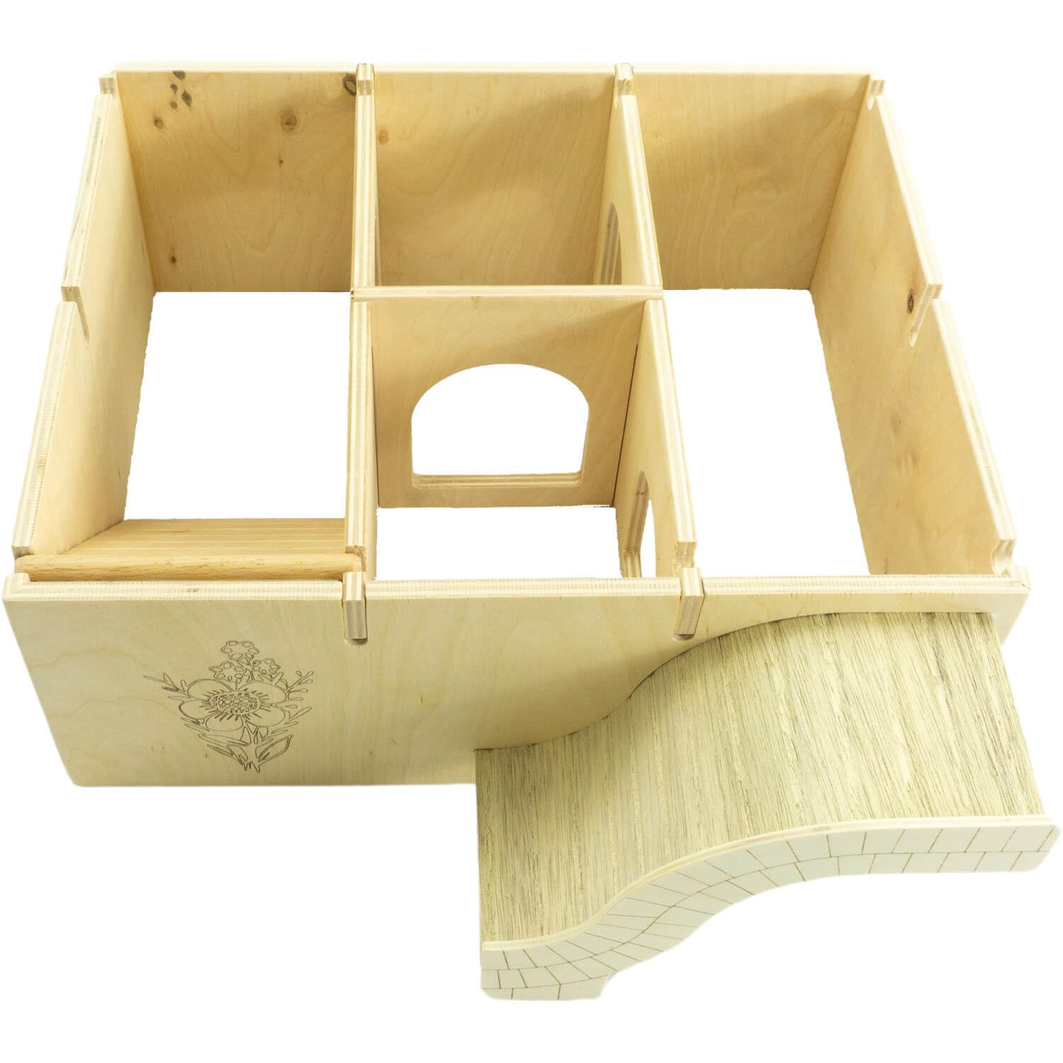 Getzoo Residencial Eduardo – Refugio para animales pequeños personalizables de madera robusta multiplex – Diseño flexible con escalera – Ideal para roedores y animales pequeños (Eduardo Premium)