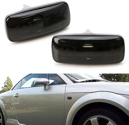 Miniatura 7 de iJDMTOY Lente ahumada delantera Fender señal lateral de la lámpara de marcador de la carcasa Asamblea compatible con Audi A4 A6 A8 TT, reemplaza las