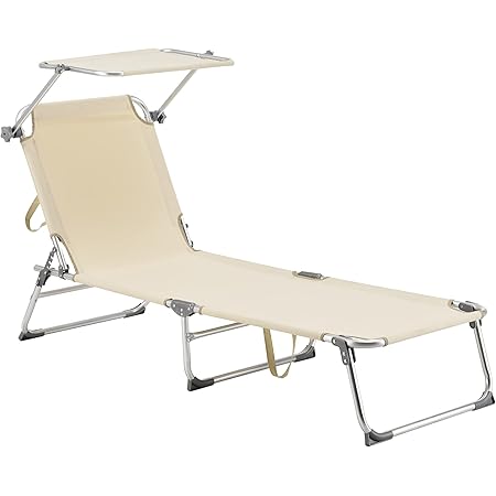 Casaria 2X Sonnenliege Sonnendach klappbar wetterfest Schlaufen