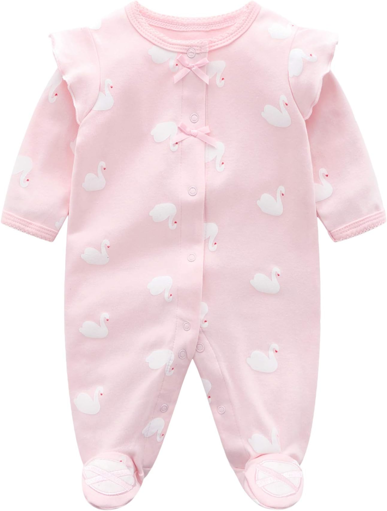 Newborn Baby Girl Clothes Long Sleeve Ruffle Romper, Cotton Jumpsuit for Baby Girl 0-12 Months