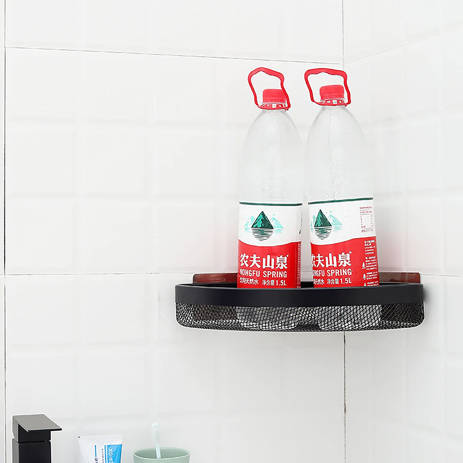 exquisitos estantes de baño Esquina de baño Estante de Ducha de Esquina Estante de Ducha montado en la Pared Adhesivo Cesta de Carrito de Ducha para Ducha/Azul