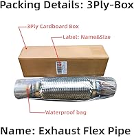 Vista 7 de Tubo Flexible de Escape SUISFLXGRO Universal Tipo 100% Acero Inoxidable Para Carga Pesada y Autos (1 PC, 2X8X12)