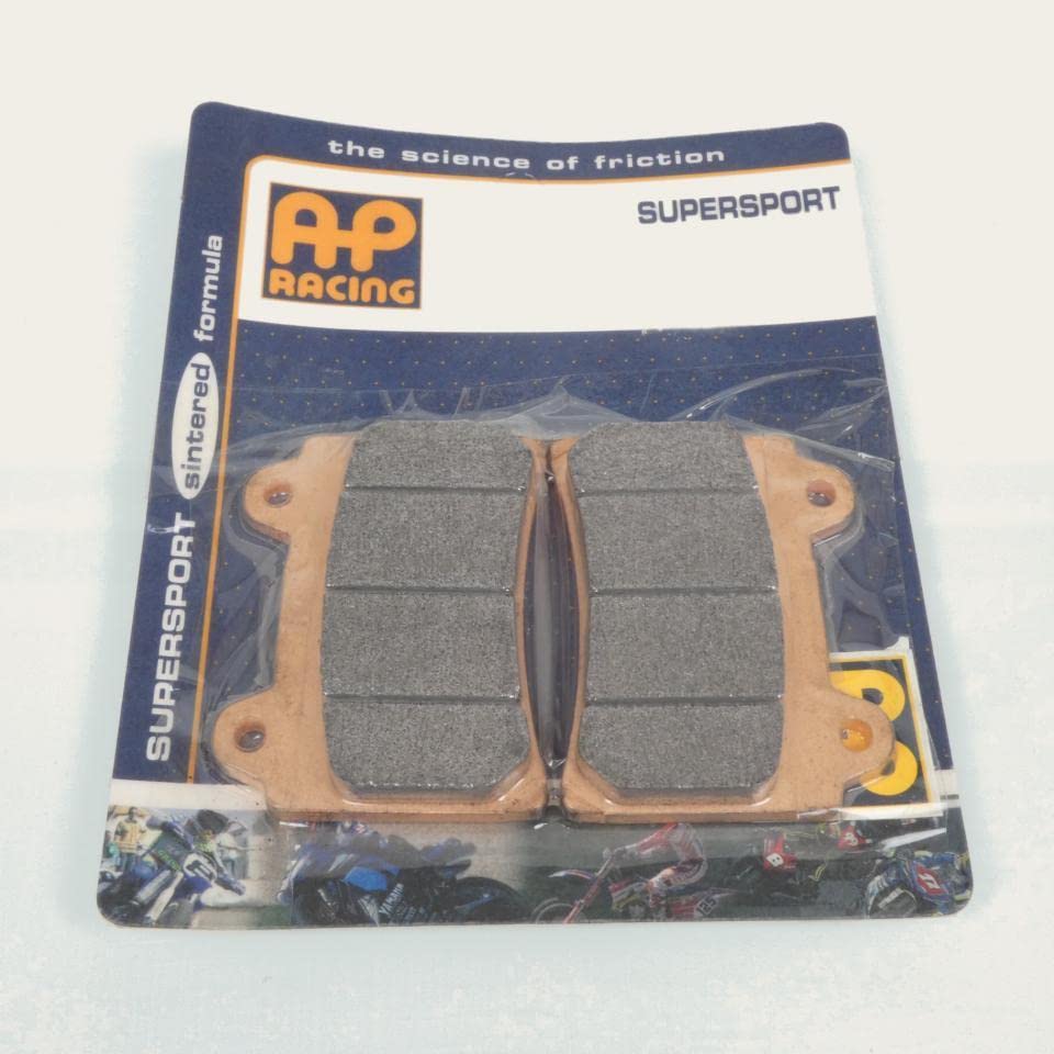 Pastiglie freno in metallo sinterizzato nuove di marca AP Racing riferimento LMP190 SF tipo Supersport.Queste pastiglie sono particolarmente raccomandate per il montaggio frontale. Dimensioni: lunghezza: 74,3 mm. Larghezza: 53,9 mm. Spessore: 10,5 mm. Tipo Supersport: ottime prestazioni sia a caldo che a freddo, buona durata. Uso sportivo su strada. Adatto per dischi in acciaio o acciaio inox. Venduto in coppia. Fornito come da foto.