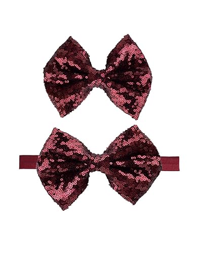 Miniatura 2 de BHC03 - Diadema de lentejuelas de Navidad para bebé lazo rojo y verde con purpurina