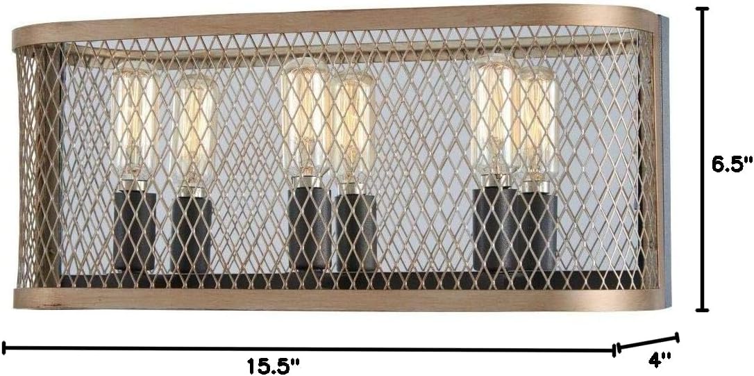 Minka-Lavery Marsden Commons 3 Light Bath in Smoked Iron Finish with Aged Gold with Reflective Backplate