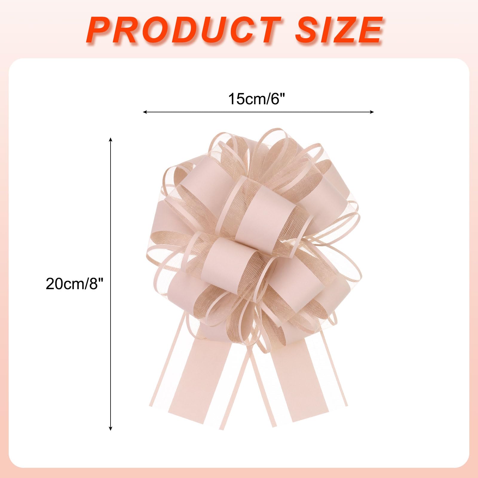 Uxcell 5pcs 6 Inch Large Big Pull Bow Organza Gift Wrapping Ribbon for Wedding Car Baskets, Presents, Christmas, Pale Pink - Image 2