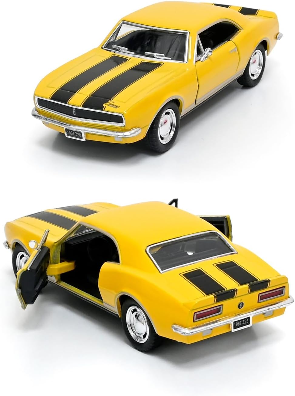 1:37 Scale 5'' Die Cast Metal, Doors Openable, Pull Back Action Classic Vintage Model Collectible Toy Car (Yellow)