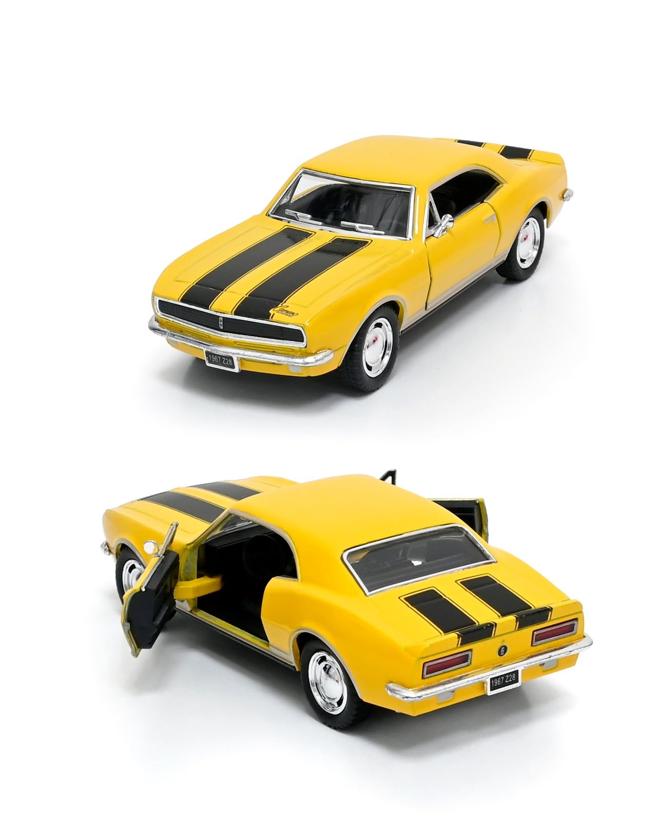 1:37 Scale 5'' Die Cast Metal, Doors Openable, Pull Back Action Classic Vintage Model Collectible Toy Car (Yellow)