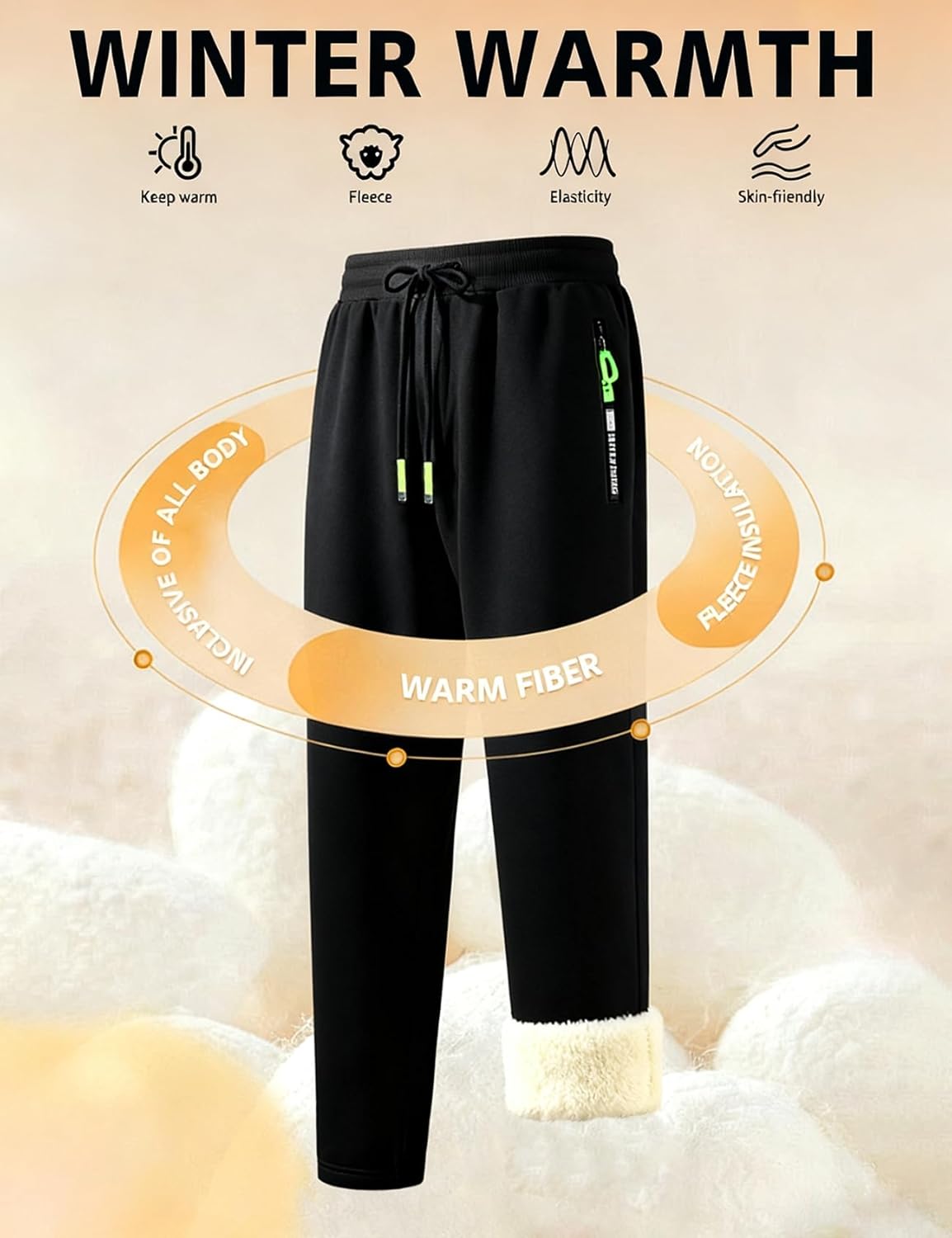 Gihuo Men's Fleece Sweatpants Sherpa Lined Athletic Winter Warm Sweatpants - Image 6