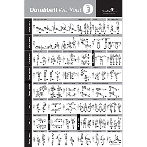 NewMe Fitness Dumbbell 20x30 Workout Exercise Poster - Strength Training Chart - Home Gym Weight Lifting Routine - Body Building Guide (Vol 3)