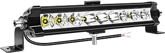 AUXTINGS 10 Inch LED Light Bar, 30W Spot Flood Combo Beam 3600LM IP67 Offroad 4X4 Single Row Driving Fog Lamp for Vehicle Jeep Pickup Truck SUV ATV UTV Boat, Side & Sliding 2 Mounting Bracket