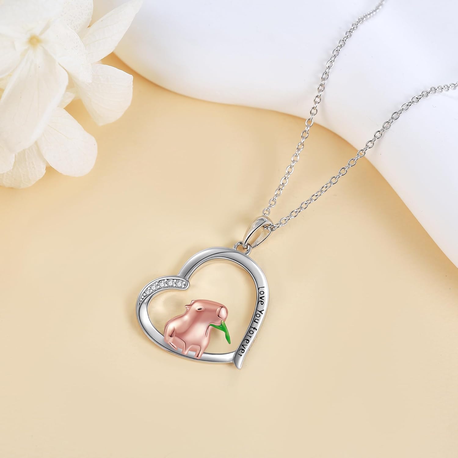 Sterling Silver 925 Cute Animal Necklace Heart Pendant Jewelry Gift For Women Valentine's Day Christmas Gifts - Image 2