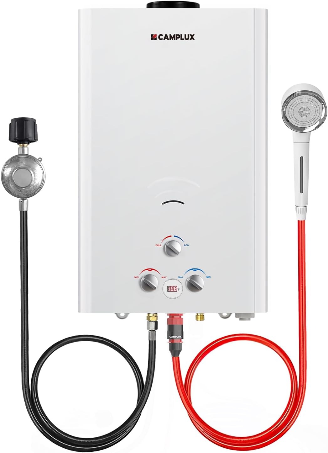 CAMPLUX Outdoor Tankless Water Heater Propane, 4.22 GPM Propane Tankless Water Heater, 16L Outdoor Water Heater for Camping, Remote Cabins, Tiny House & Mobile Home, 110,000 BTU, BW422