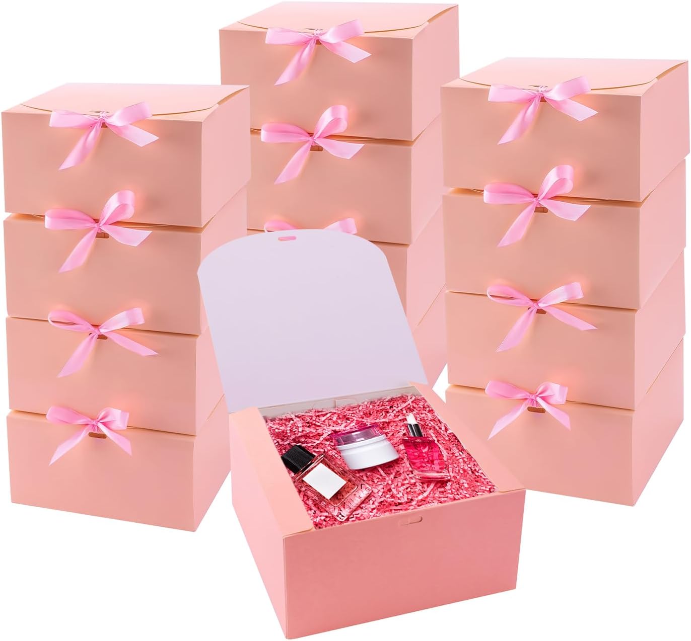 WLUSEAXI 12pack Gift Boxes with Lids,Pink Gift Boxes Bulk