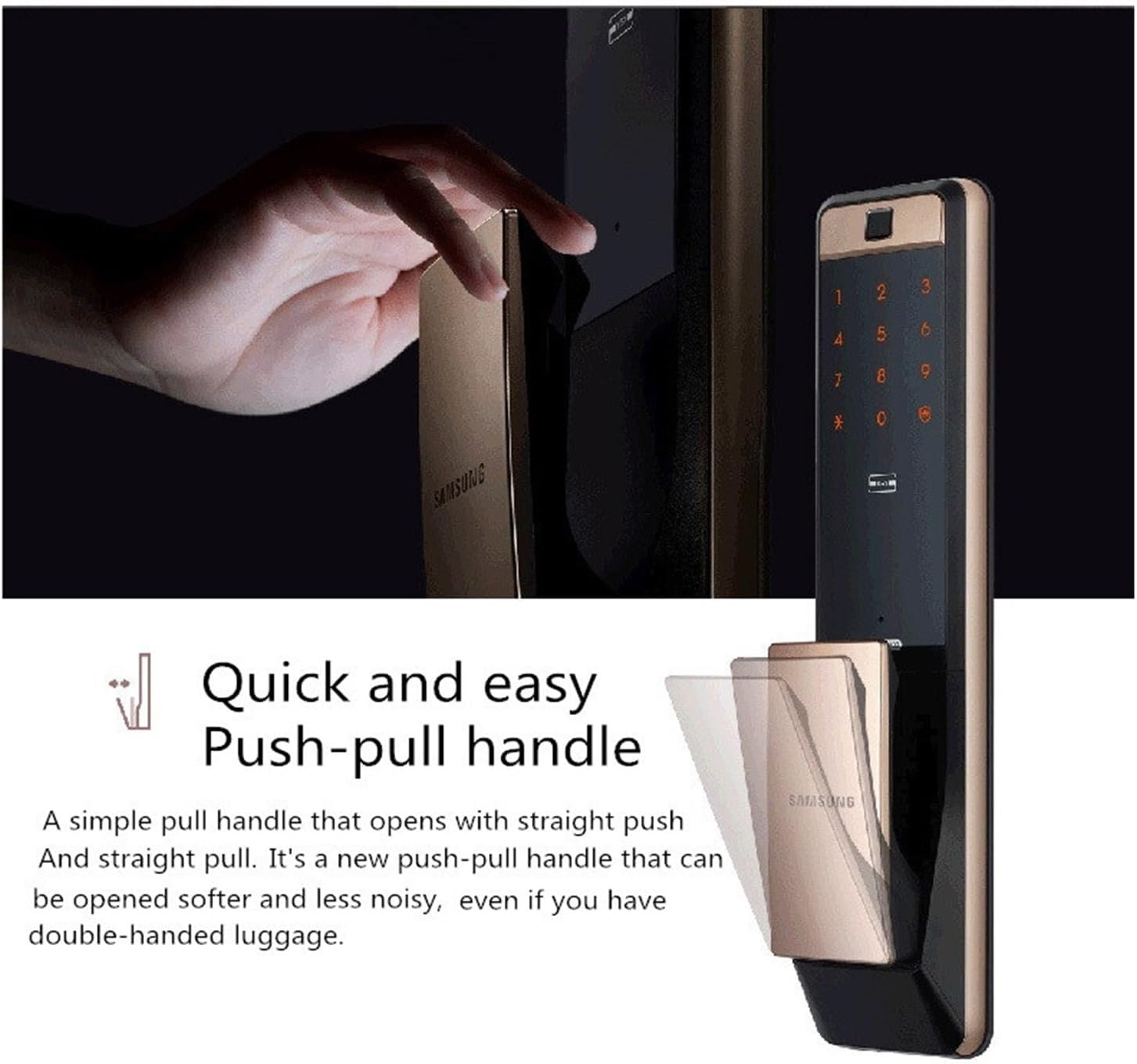 セキュリティインテリジェントロック家庭用ドア指紋パスワードキーレススマートデジタルロック SHP-DP72 【ニッケル】 シルバーゴールドカラー(