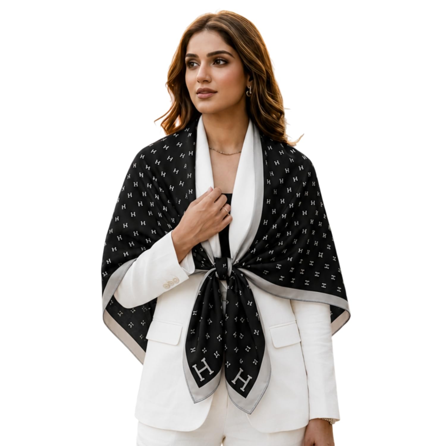 pick ur needs Elegant Womens Premium Printed Satin Silk Feel Square Neck & Head Girls Scarf-picture-33