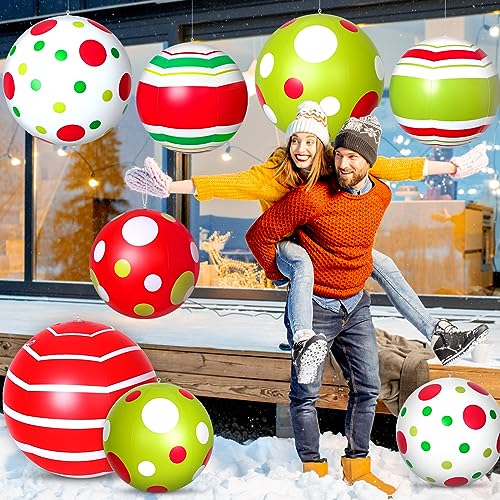 Jetec JETEC-BALL-ASD15 12 Pcs 24 Inch 16 Inch Giant Inflatable Christmas Ball Christmas Outdoor Inflatables Ornaments Giant Pvc Inflatable Christmas Ball thumb #5