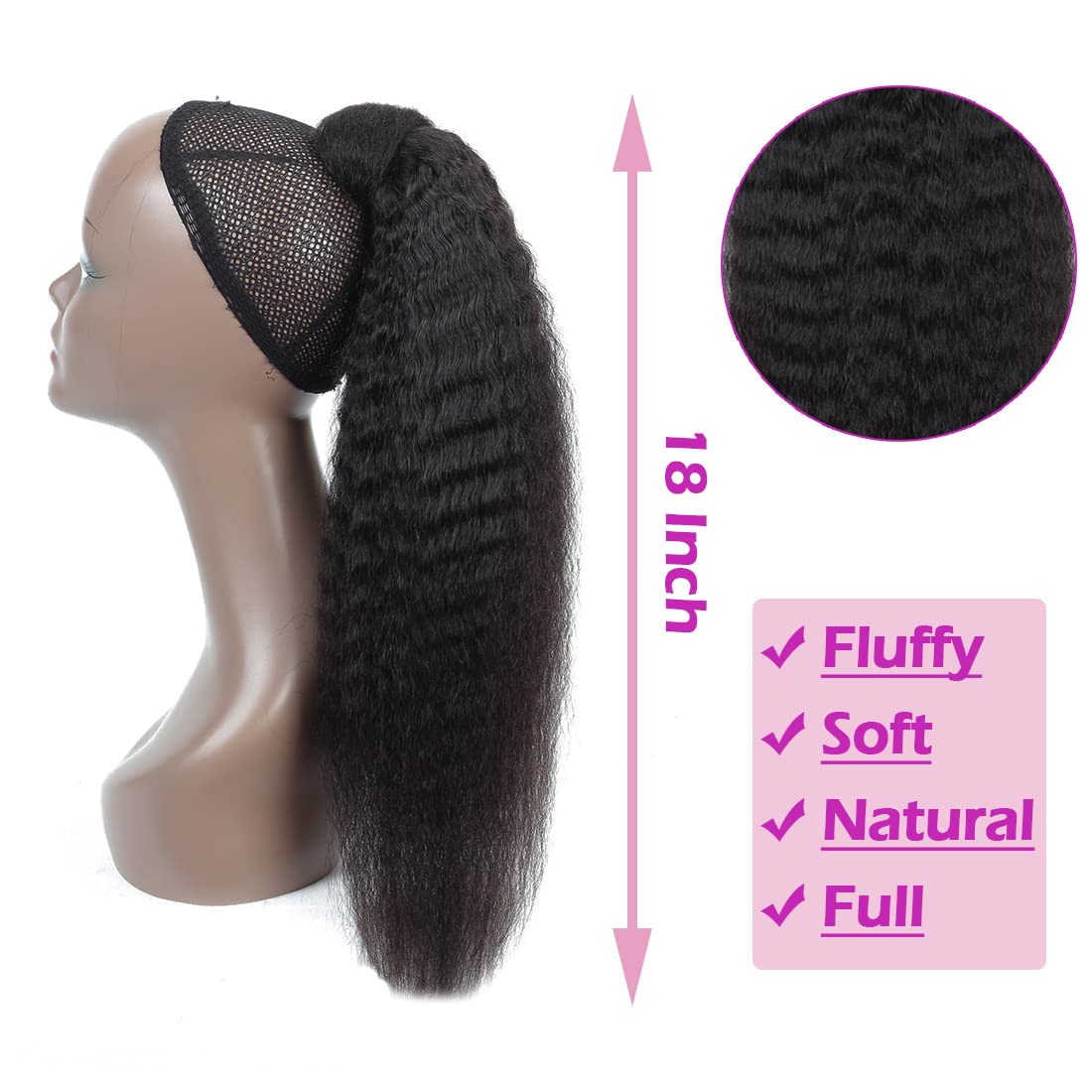 Amazon.com : Straight Ponytail Human Hair with Wrap Around  display picture 1